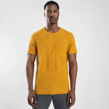 mens breathable crew pocket color gold
