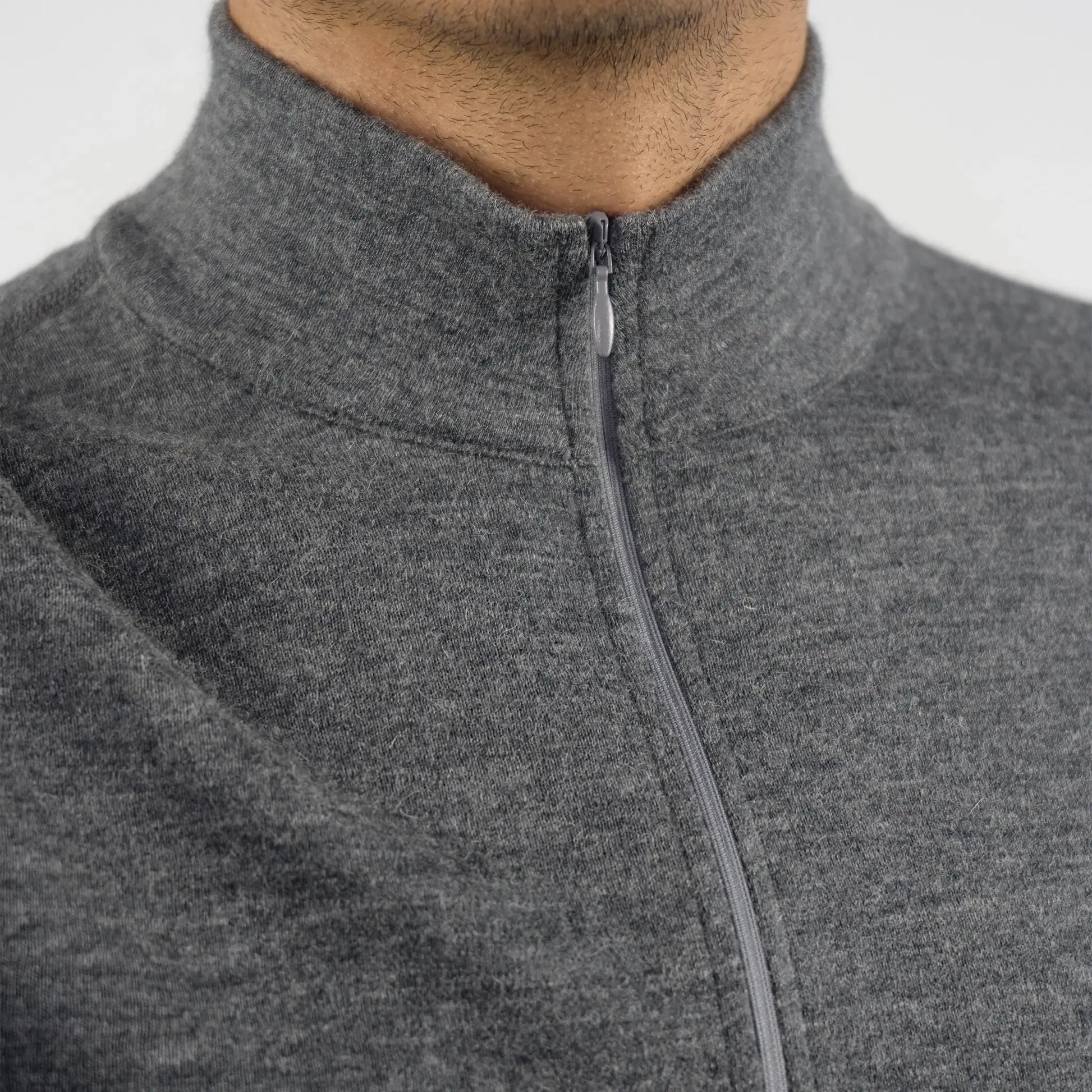 mens thermal wool baselayer half zip color gray