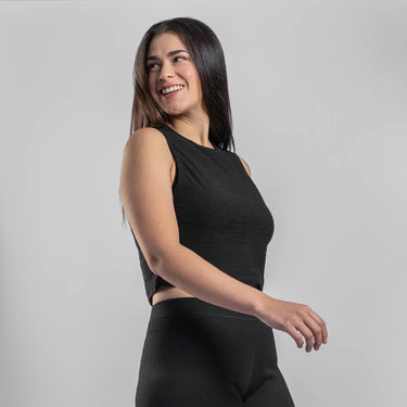 womens comfortable fit crop tank ultralight color black