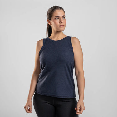 womens gots running tank top ultralight color navy blue