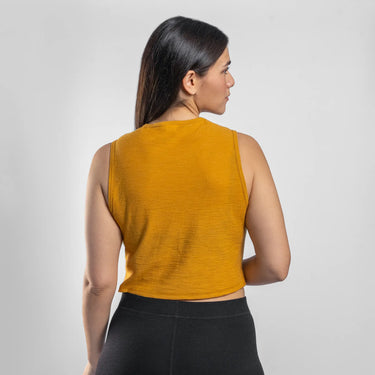womens sustainable brand crop tank ultralight color gold