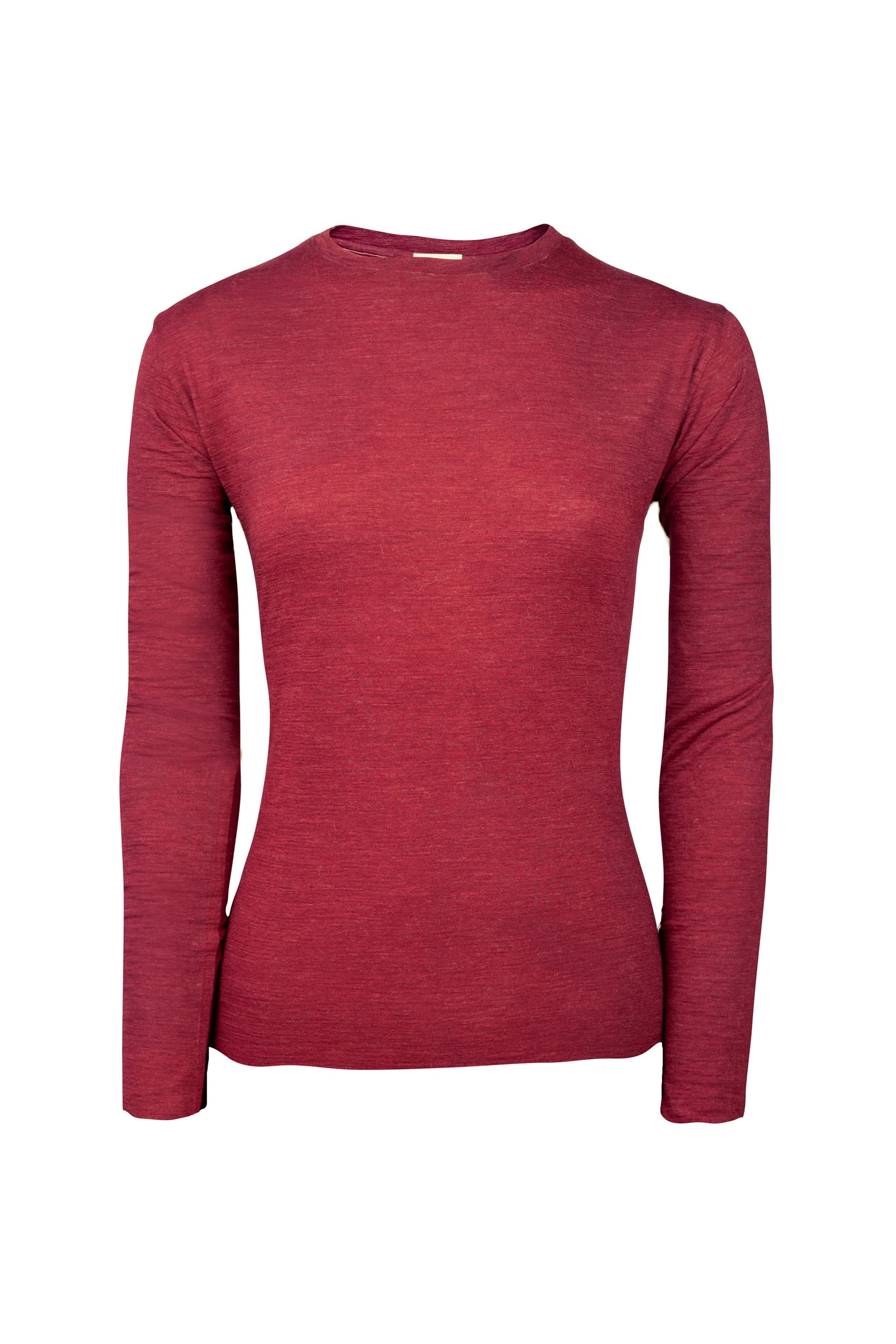 Women's Alpaca Wool Long Sleeve Base Layer: 110 Ultralight color Natural Red