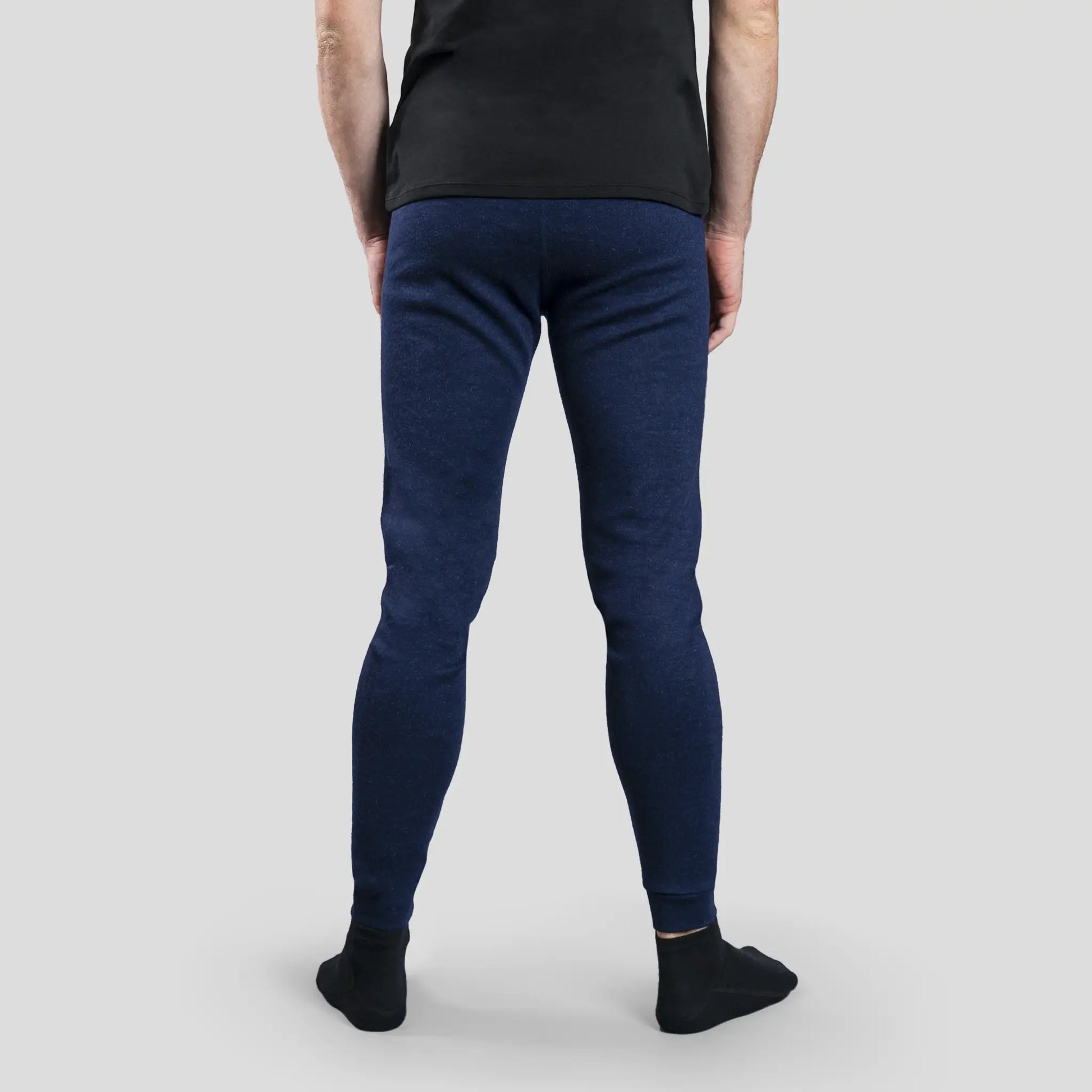Men's Alpaca Wool Jogging Bottoms: 420 Midweight color Navy Blue