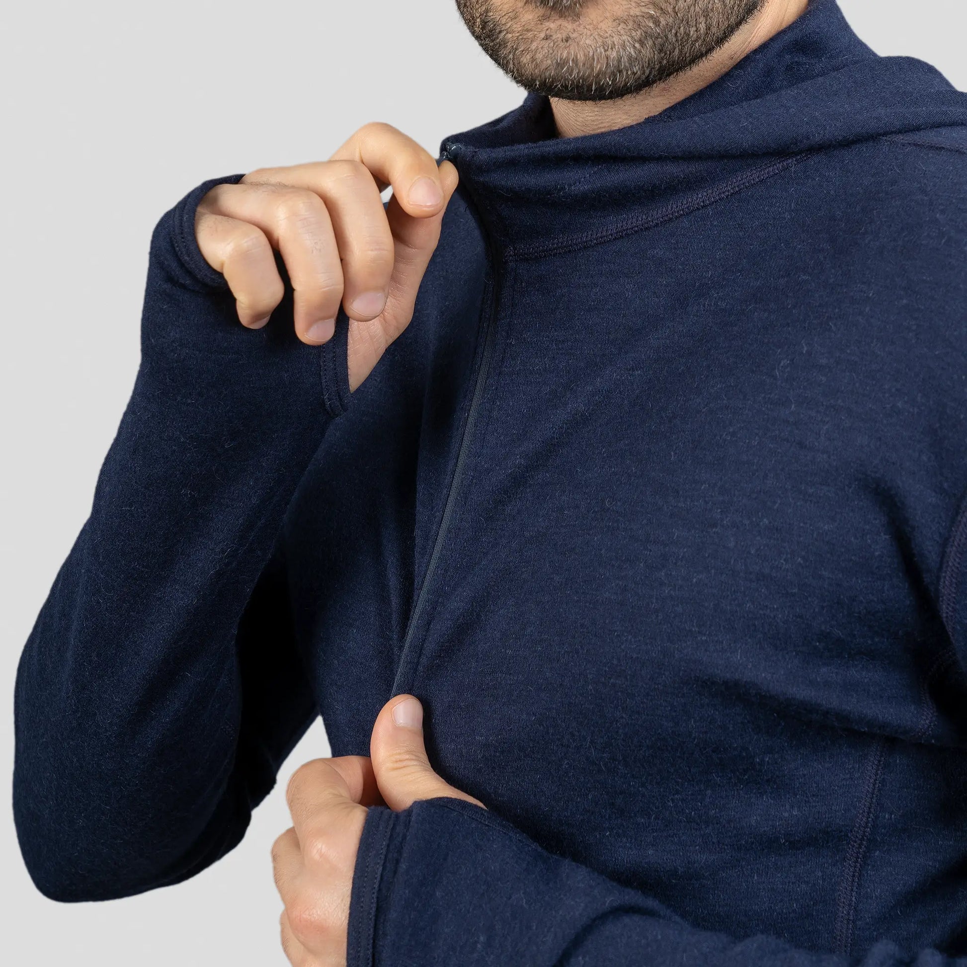 mens fast drying baselayer hoodie halfzip color navy blue