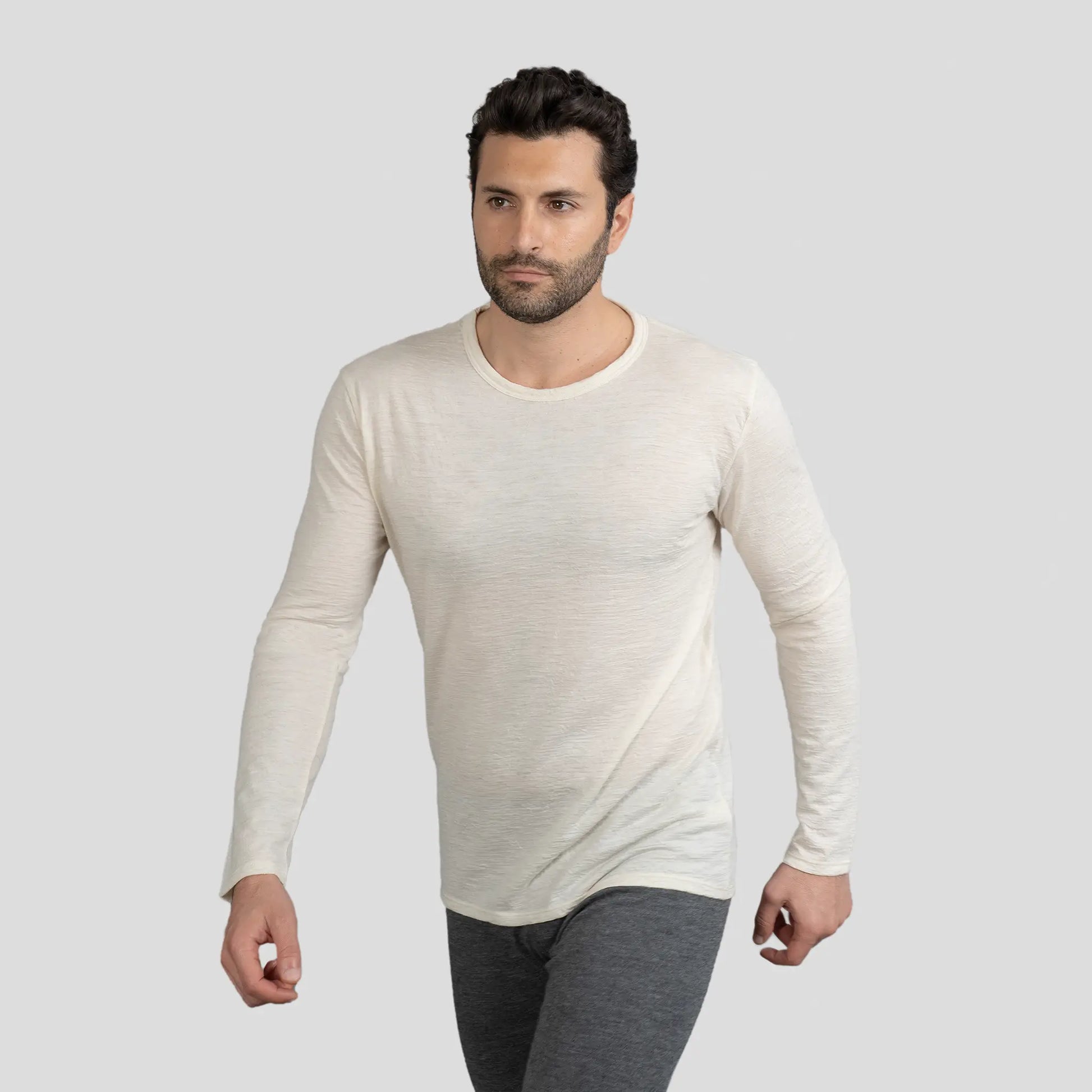  mens functional long sleeve tshirt color Natural White