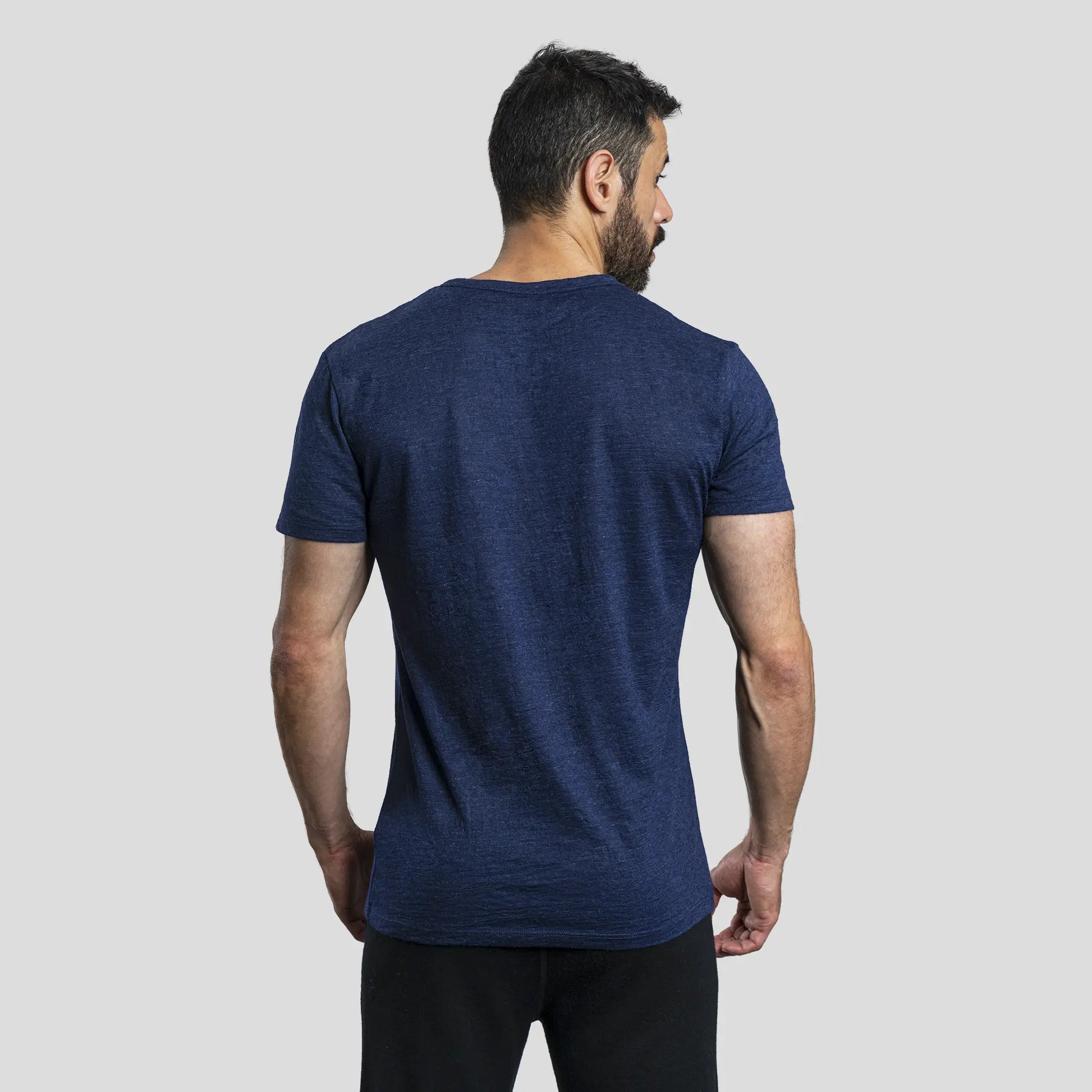 mens low impact dye tshirt crew neck color navy blue