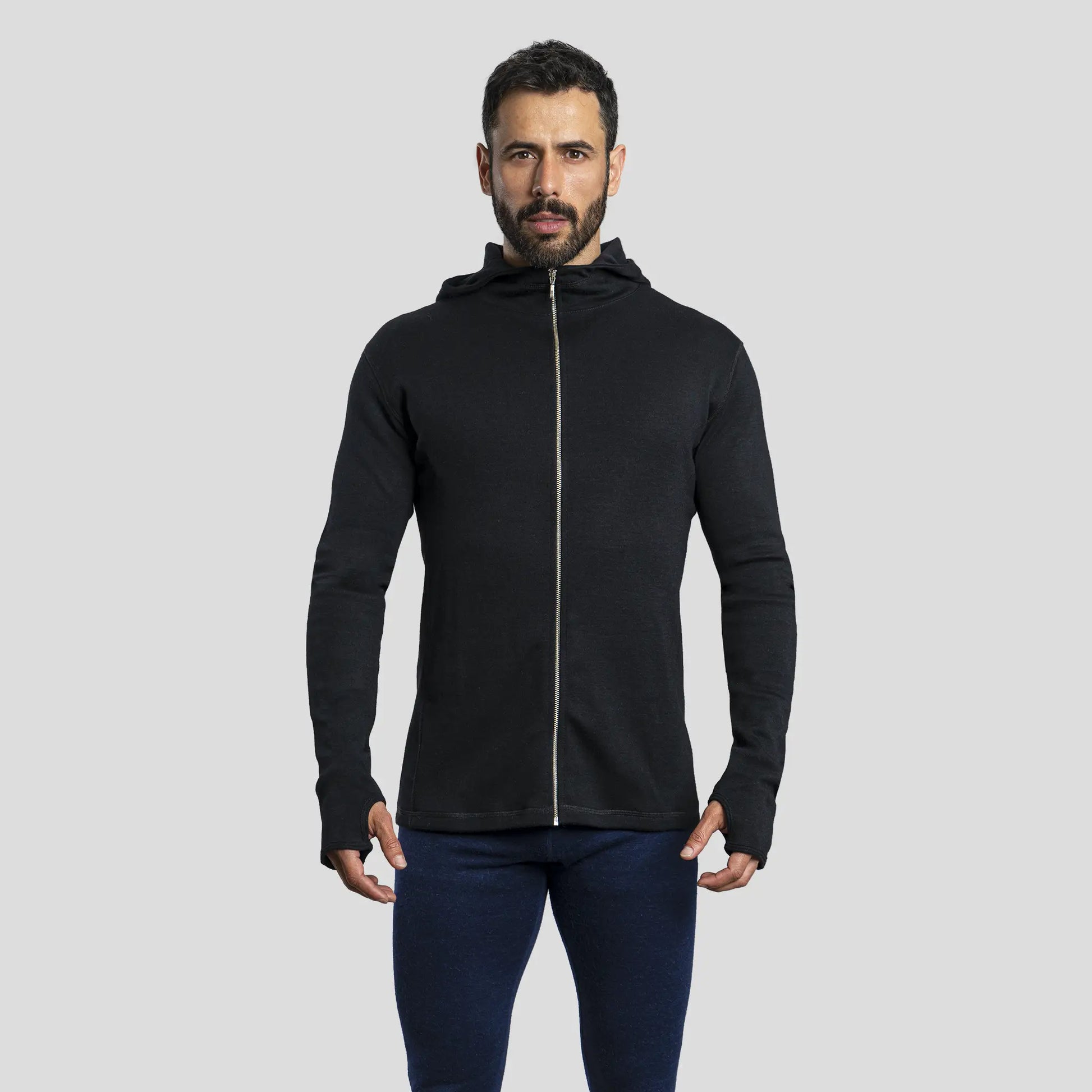 mens temperature regulate hoodie jacket full zip color black