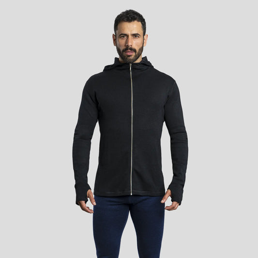mens temperature regulate hoodie jacket full zip color black