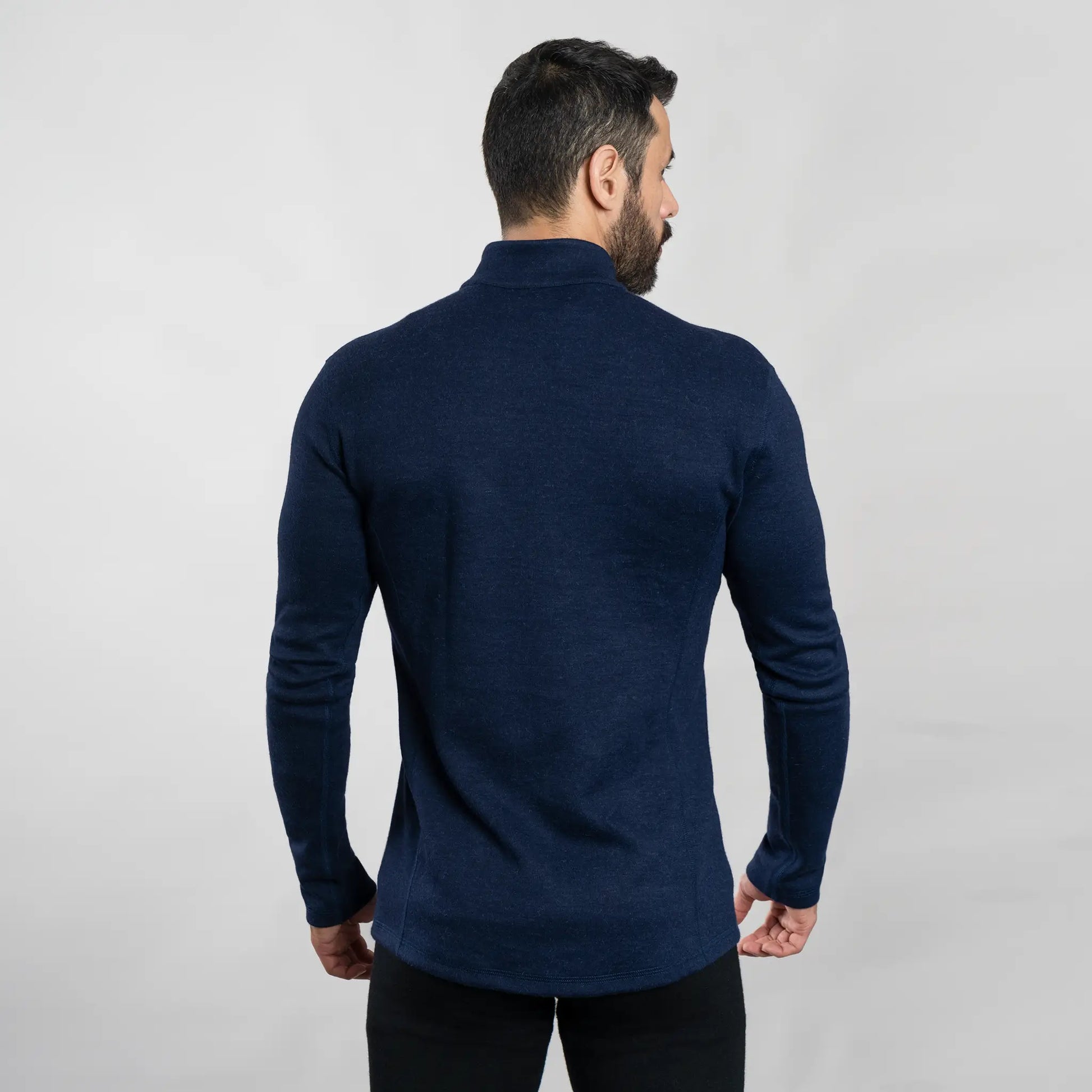 Men's Alpaca Wool Fleece Jacket: 420 Midweight Full-Zip color Navy Blue