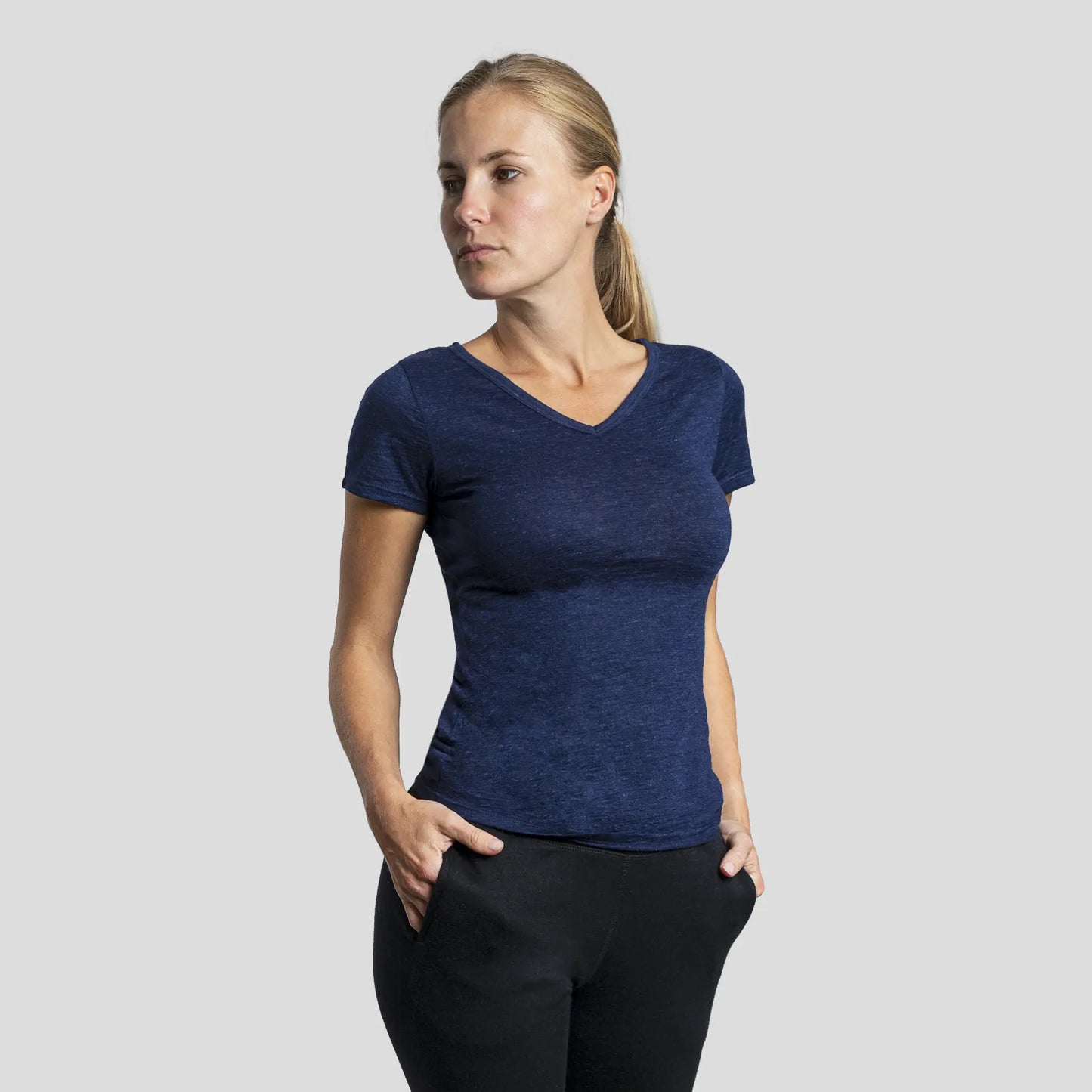 womens most confortable vneck tshirt color navy blue